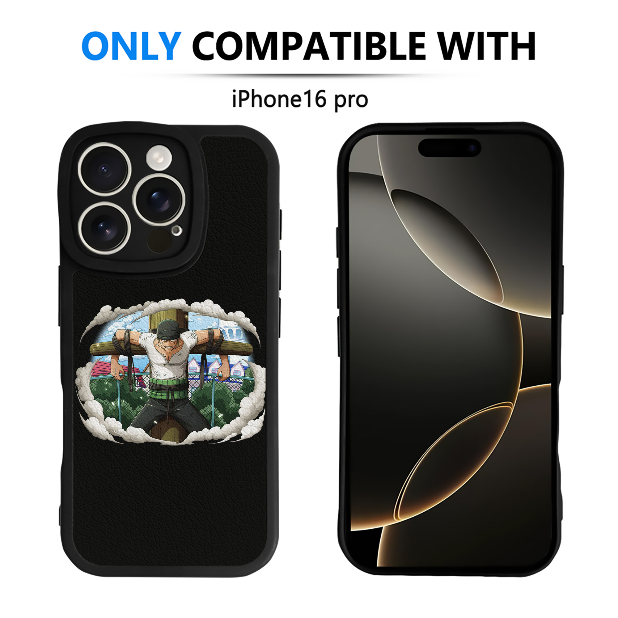 （画像用） ワンピース ロロノア・ゾロ ONE PIECE Roronoa Zoro 【iPhone 16シリーズ対応】シリコンスマホケース（レザー調） 材質：シリコン